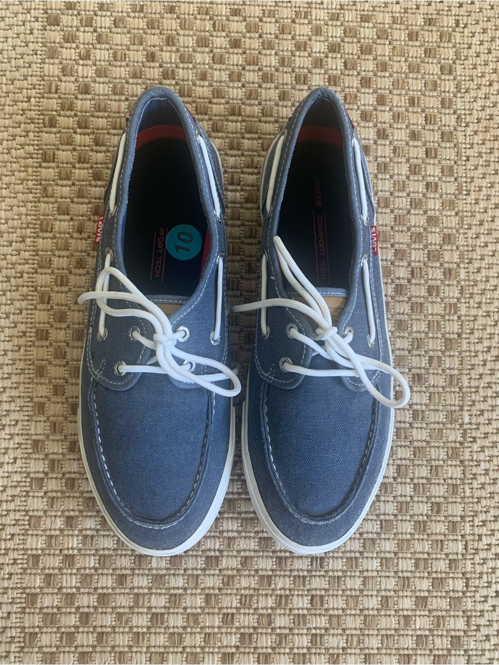 Levi’s Casual Canvas Boat Shoes in Blue with White Men’s Size 10
